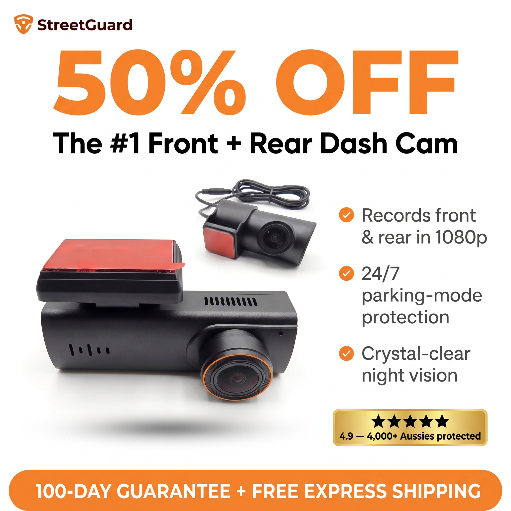 AutoGarde™ RoadWatch Double Dashcam — offre