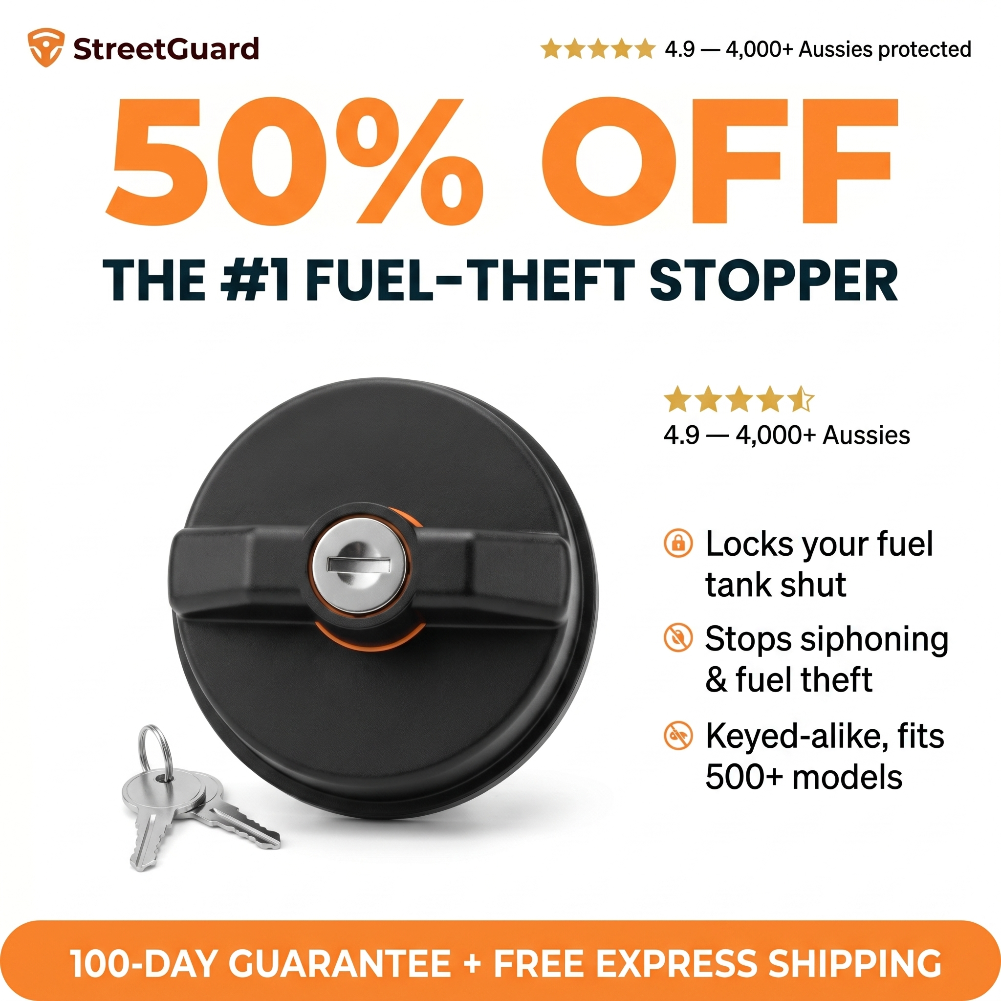 AutoGarde™ FuelGuard Bouchon de Réservoir Antivol — offre
