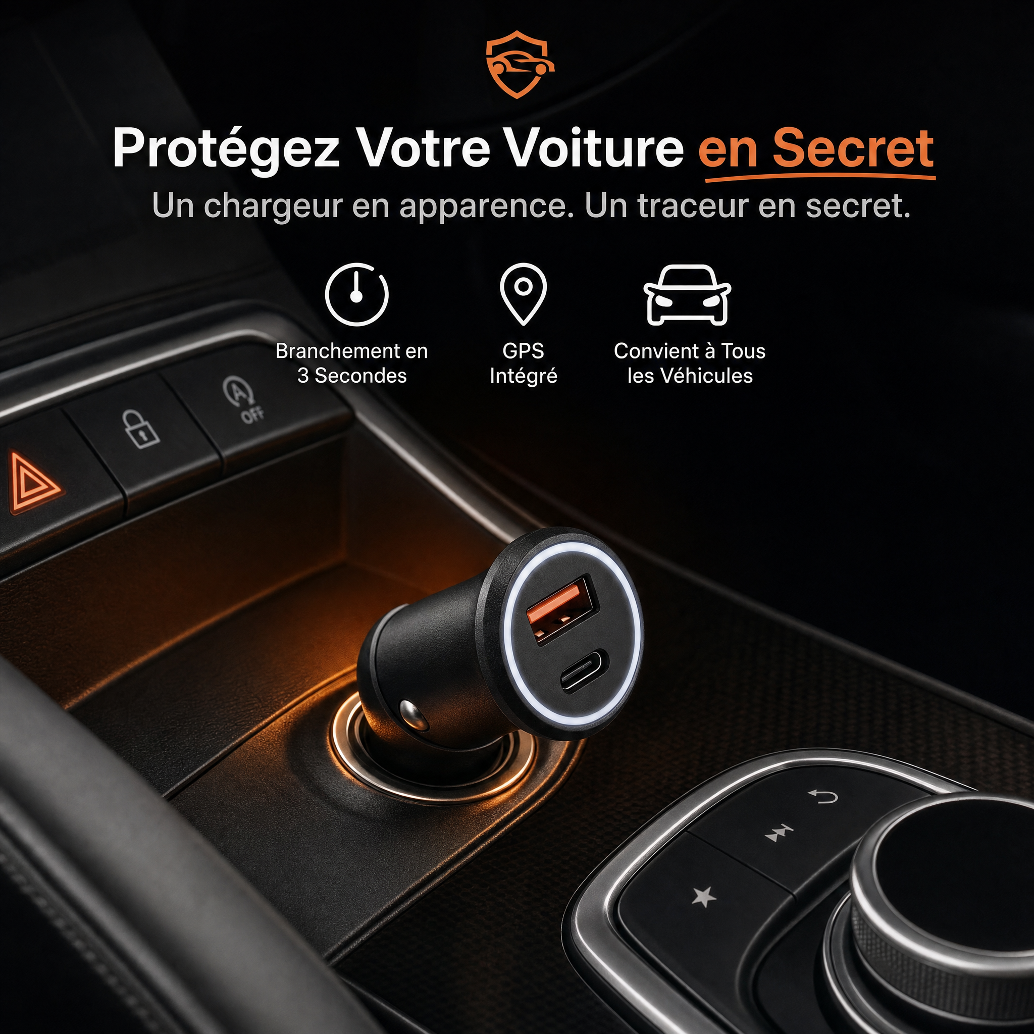 Chargeur 12V avec Traceur GPS — en situation